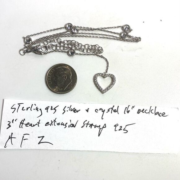 AFZ# sterling 925 silver necklace w/ Cz Heart pendant - Picture 12 of 12